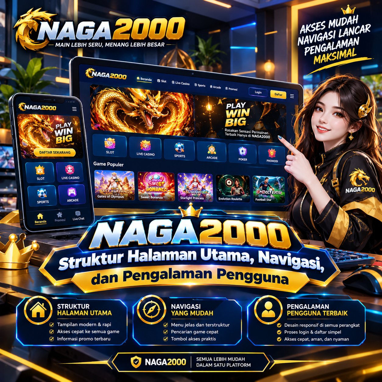 NAGA2000: Struktur Halaman Utama, Navigasi, dan Pengalaman Pengguna by Hey siriusly
